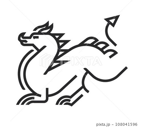 Abstract dragon creature, reptile with tail vector 108041596
