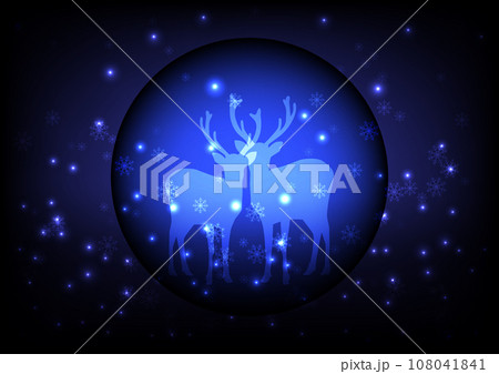 Reindeer Snow Blue Background 108041841