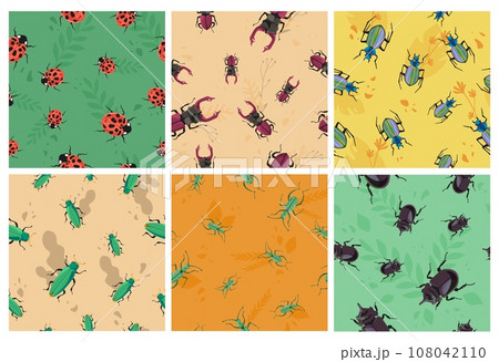 Decorative patter set with little bug, plants decor Decorative patter set with little bug, plants decor 108042110