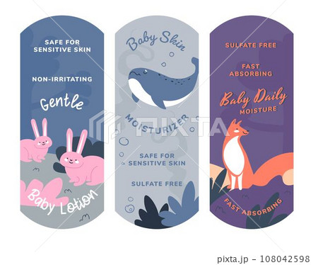 Safe for sensitive skin, baby lotion emblem vector 108042598