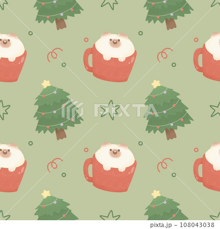 cute Christmas Seamless pattern with ornament tree siamese cat in mug hot chocolate Watercolor Great for Winter Project, Wrapping Paper, Backgrounds, Wallpapers,nursery,baby shower. cute Christmas Seamless pattern with ornament tree siamese cat in mug hot chocolate Watercolor Great for Winter Project, Wrapping Paper, Backgrounds, Wallpapers,nursery,baby shower. 108043038