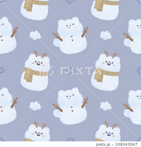 cute Christmas Seamless pattern with ornament snowman cat reindeer Watercolor Great for Winter Project, Wrapping Paper, Backgrounds, Wallpapers,nursery,baby shower. 108043047