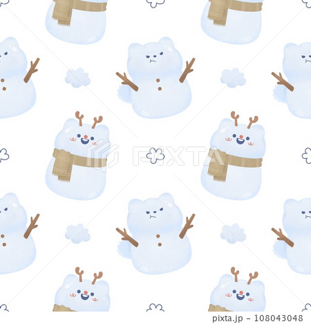 cute Christmas Seamless pattern with ornament snowman cat reindeer Watercolor Great for Winter Project, Wrapping Paper, Backgrounds, Wallpapers,nursery,baby shower. 108043048