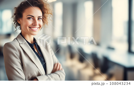 Smiling businesswoman in office 108043234