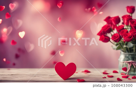 Valentine's Day love with hearts and roses 108043300