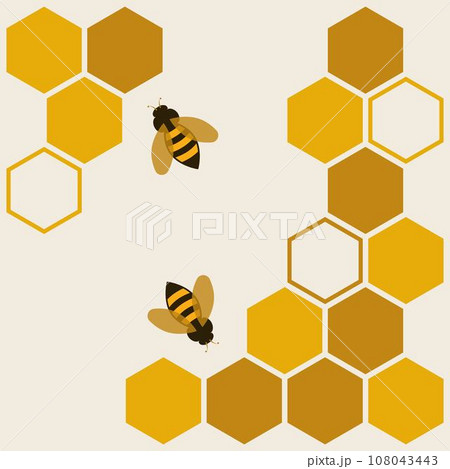 Honeycomb and bees on white background vector illustration. 108043443