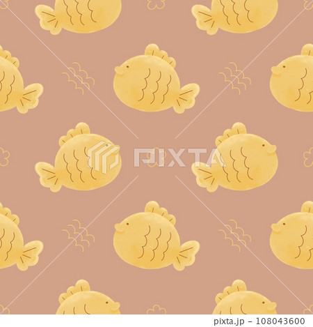 cute Watercolor illustration. Japanese fish-shaped pancakes Dessert with Taiyaki cat doodle seamless pattern print on t-shirt, dark background cute Watercolor illustration. Japanese fish-shaped pancakes Dessert with Taiyaki cat doodle seamless pattern print on t-shirt, dark background 108043600