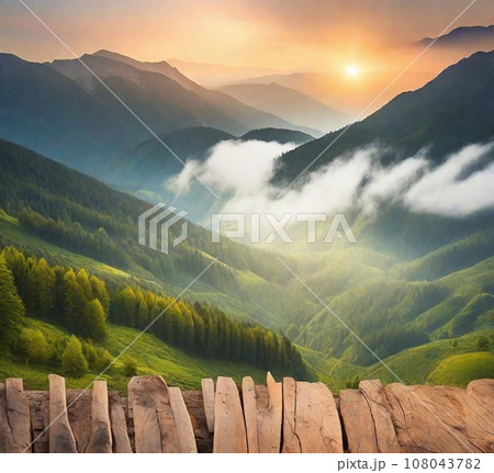 Wooden Mountain Sunlight Background Wooden Mountain Sunlight Background 108043782
