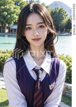 女子校生　ポートレート 日本人の女子高生のポートレート（AI生成画像）のイラスト素材 [108043809] - PIXTA