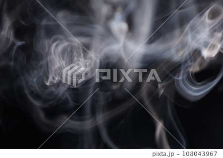 White silver smoke on a dark background, colourful abstract, white fog, minimalistic background, detailed smoke shapes  108043967