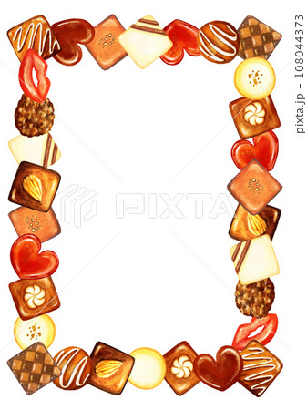 水彩のチョコレートのフレーム 108044373