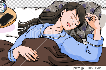 泣き疲れて眠る女性 泣き疲れて眠る女性 108045049