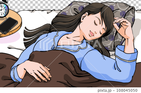 微笑みながら眠る若い女性 108045050