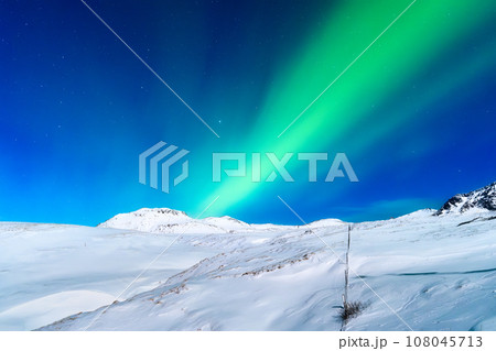 Aurora Borealis. Northern lights and starry skies. Nature. Scandinavian countries. 108045713