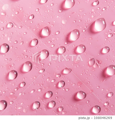 Water droplets on a pink background. Background. 108046269