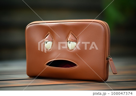 An empty wallet or purse with an upset expression, symbolizing the financial strain of expensive shopping. Generative Ai An empty wallet or purse with an upset expression, symbolizing the financial strain of expensive shopping. Generative Ai 108047374