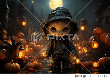 Digital Illustration of Halloween creepy Monster Characters. Generative Digital Illustration of Halloween creepy Monster Characters. Generative 108047515