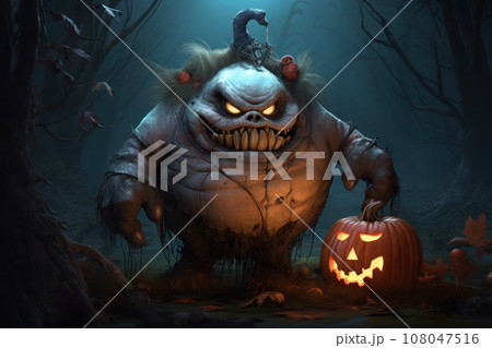 Digital Illustration of Halloween creepy Monster Characters. Generative Digital Illustration of Halloween creepy Monster Characters. Generative 108047516