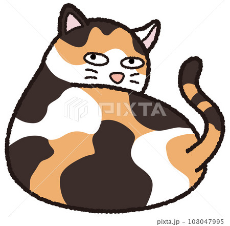 ふりかえる三毛猫のイラスト素材 [108047995] - PIXTA