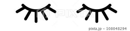 Closed eye with eyelashes cute vector icon for cartoon character illustration. 108048294