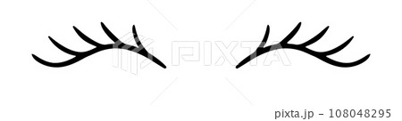 Closed eye with eyelashes cute vector icon for cartoon character illustration. 108048295