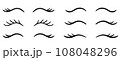 Closed eye with eyelashes cute vector icon set for cartoon character illustration. 108048296