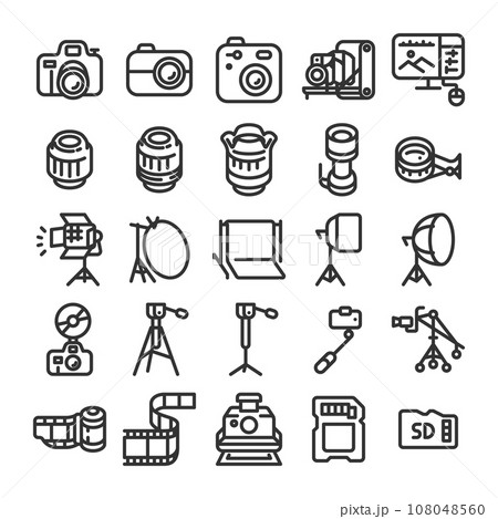 写真 撮影機材 アイコン セット 108048560