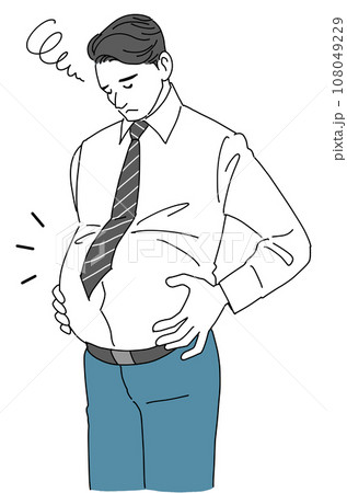 ポッコリお腹で悩む会社員男性 108049229