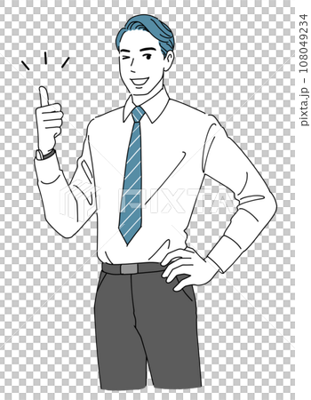笑顔でグッドサインを出す会社員男性 108049234