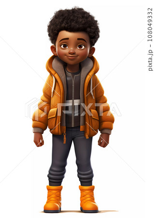 Cute Boy Dressed in Autumn Clothes Happy Cartoon Character Cute Boy Dressed in Autumn Clothes Happy Cartoon Character 108049332