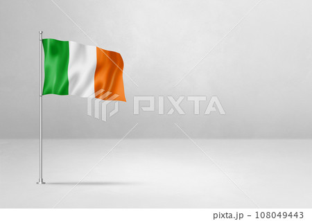 Irish flag isolated on white concrete wall background 108049443