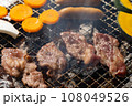 網で焼く焼き肉（こんがり焼けた牛肉） 108049526