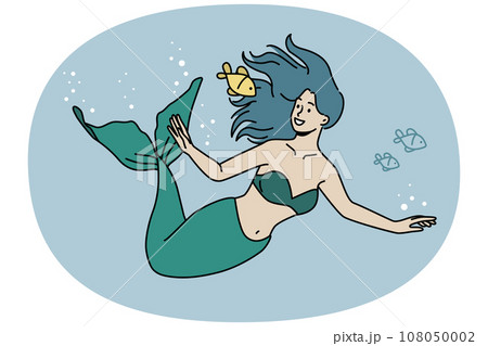 Mermaid swimming underwater 108050002