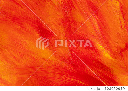 絵具を塗る　赤色と黄色 108050059