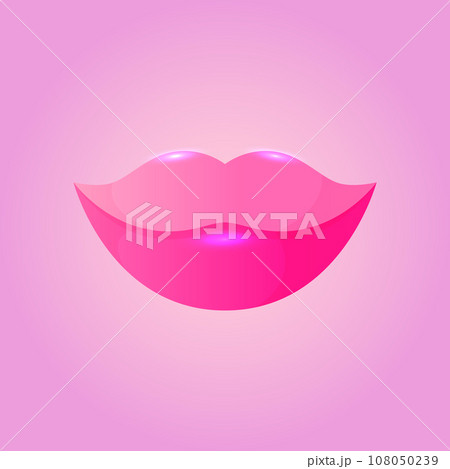 Pink female lips. Barbicore style. Vector illustration. Pink female lips. Barbicore style. Vector illustration. 108050239
