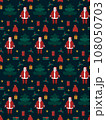 Christmas cute seamless pattern . A festive trees, Santa, winter decor and gifts. Can be used for fabric, textile, clothing, wallpapers or scrap booking. Vector illustration. 108050703