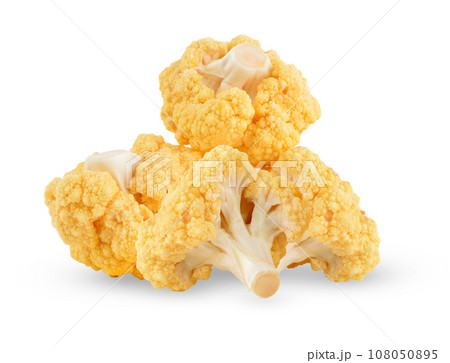 yellow cauliflower on white background yellow cauliflower on white background 108050895