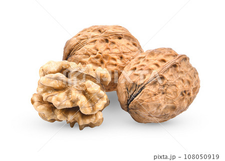 Walnuts isolated on white background Walnuts isolated on white background 108050919