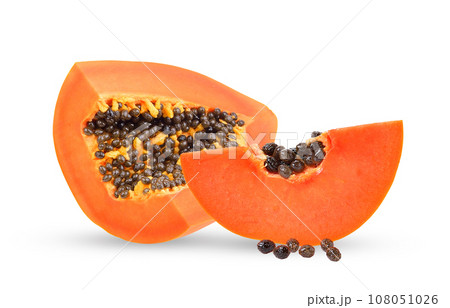 papaya slice on white background 108051026
