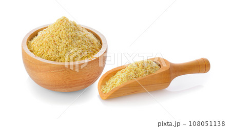 Wheat germ in wood bowl on white 108051138