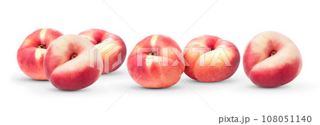 flat donut peaches on white background flat donut peaches on white background 108051140