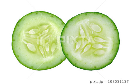 Fresh slice cucumber on white 108051157