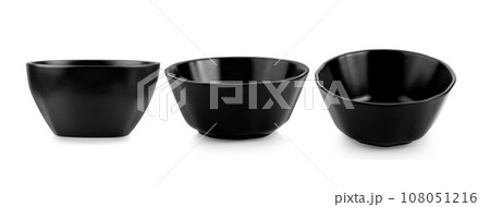 black ceramic bowl isolated on white 108051216