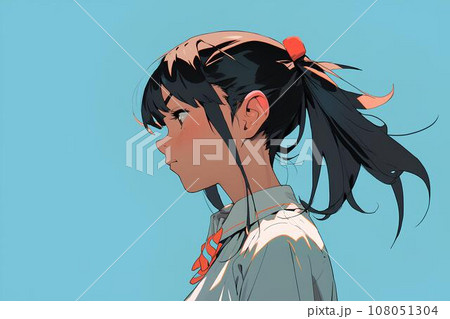 強い意志を持った女子学生の横顔 AI生成のイラスト素材 [108051304