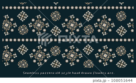 D Seamless pattern old style hand drawn flowers art D Seamless pattern old style hand drawn flowers art 108051644