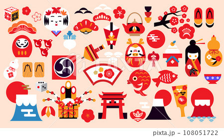 Japanese toys. National cultural lucky items, asian fortune symbol 108051722