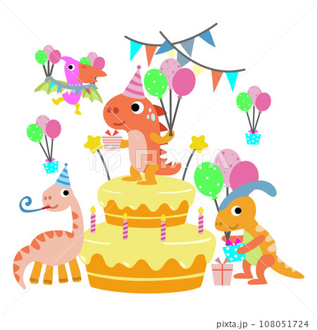 Happy Birthday Dinosaur party cake. happy dino clipart 108051724