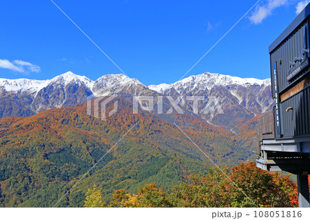 秋の白馬岩岳マウンテンリゾートから望む北アルプス 108051816