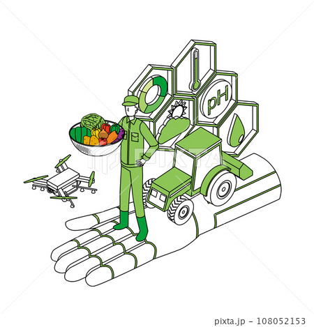 農業とテクノロジーのイメージイラスト 108052153