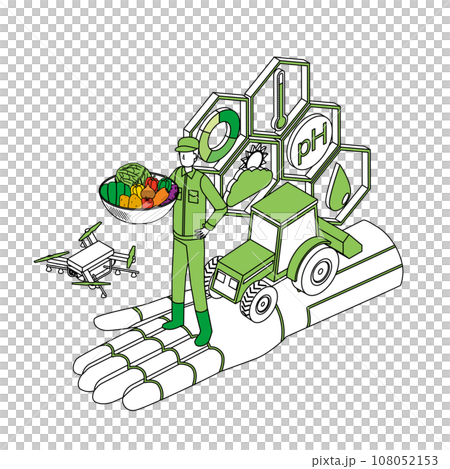 農業とテクノロジーのイメージイラスト 108052153